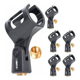 5 Core Mic Clips for Stands 6 Pieces Microphone Clip Holder Universal Adjustable with 5/8" Male to 3/8" Female Screw Adapter Suitable for Handhel