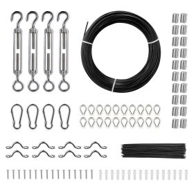 VEVOR Vinyl Coated Wire Rope Kit, 3/32 Cable Through 1/16 Diameter Stainless Steel, 7x7 Strands Construction with 189 Accessories for String Ligh
