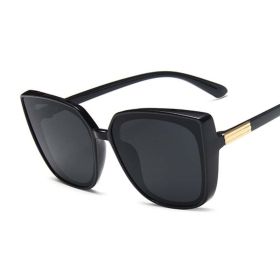 Designer Cat Eye Sunglasses Woman Vintage Black Mirror Sun Glasses For Fashion Big Frame Cool Sexy Female Oculos (Frame Color: As Picture, Lenses Color: black gray)
