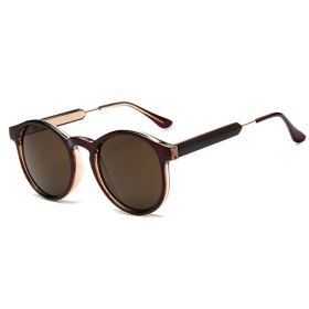2022 Retro Round Sunglasses Women Men Brand Design Transparent Female Sun Glasses Men Oculos De Sol Feminino Lunette Soleil (Frame Color: As Picture, Lenses Color: brown)