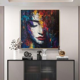 Original Figure Abstract Painting on Canvas Large Woman Wall Art  Modern Portrait Figure Painting Woman Face Wall Art Living Room Decor (style: 01, size: 60x60cm)